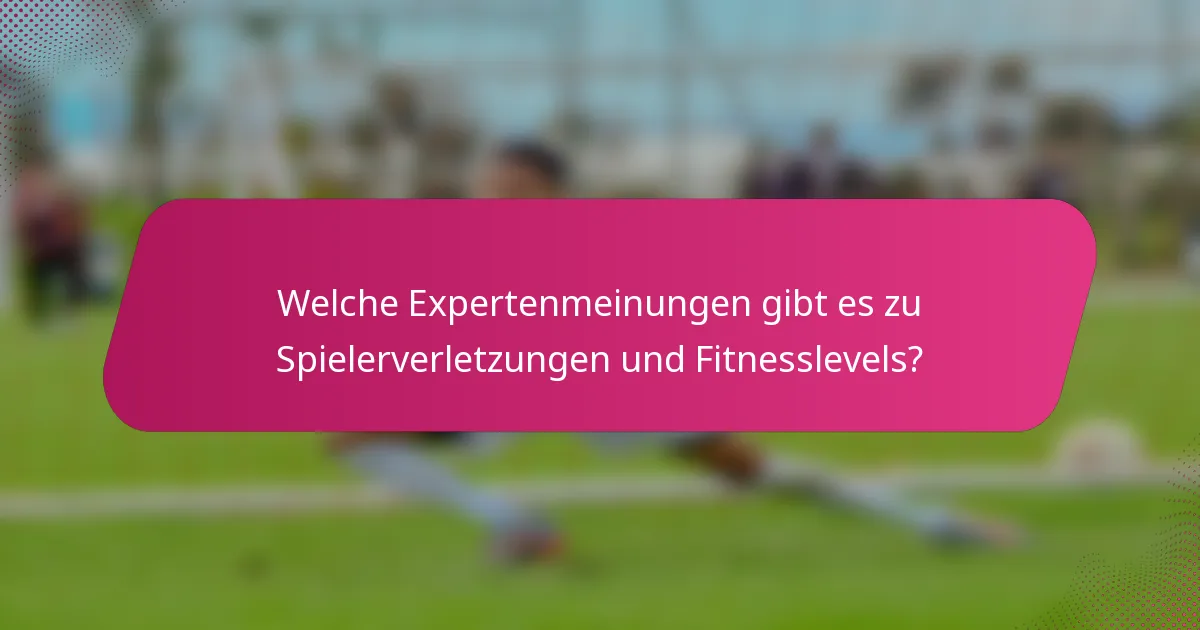 Welche Expertenmeinungen gibt es zu Spielerverletzungen und Fitnesslevels?